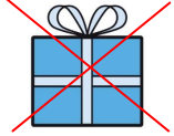 durchgstrichene Zeichnung eines Geschenks