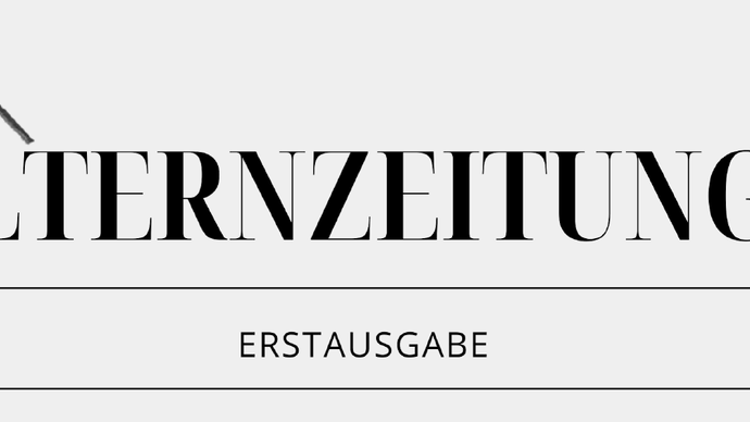 Kopfzeile der Erstausgabe der Elternzeitung. Text oben: "Elternzeitung" darunter: "Oktober 2022 Erstausgabe Seite 1" Links neben dem Wort "Elternzeitung" die Silhouette des Glockenturms von Haus Langendreer, rechts davon eine gezeichnete stilisierte Perso Kopfzeile der Erstausgabe der Elternzeitung. Text oben: "Elternzeitung" darunter: "Oktober 2022 Erstausgabe Seite 1" Links neben dem Wort "Elternzeitung" die Silhouette des Glockenturms von Haus Langendreer, rechts davon eine gezeichnete stilisierte Perso